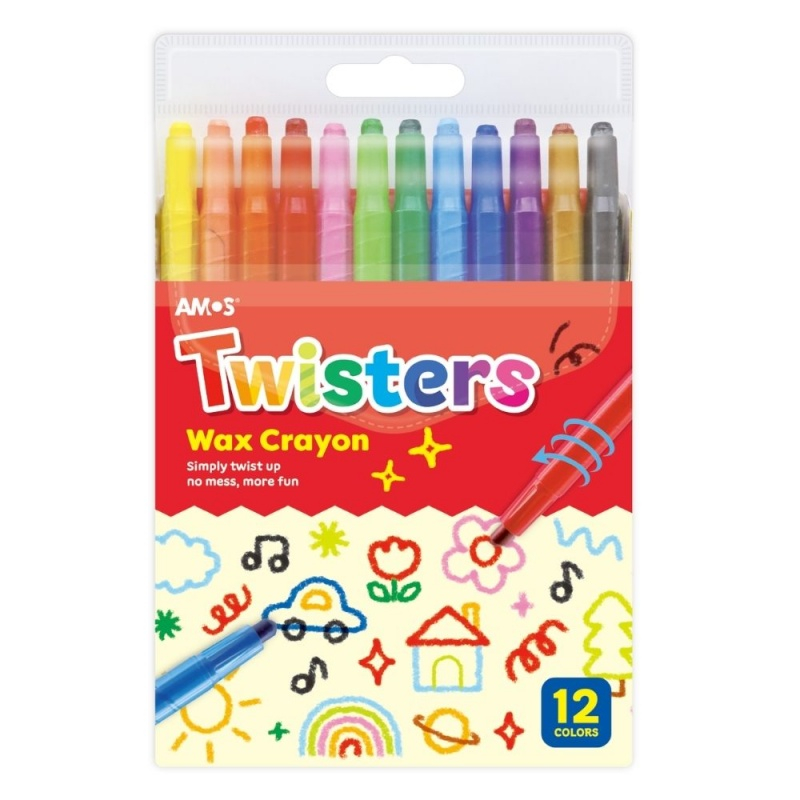 Creioane cerate Amos Twister RC12PST, 12 culori, blister PVC [1]