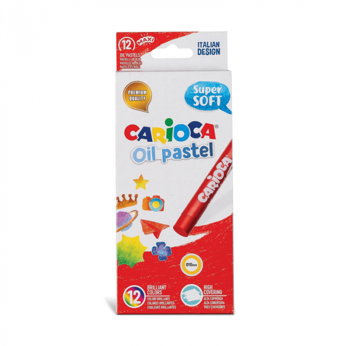 Creioane cerate pentru copii - set 12 buc - Carioca Oil Pastel. [1]