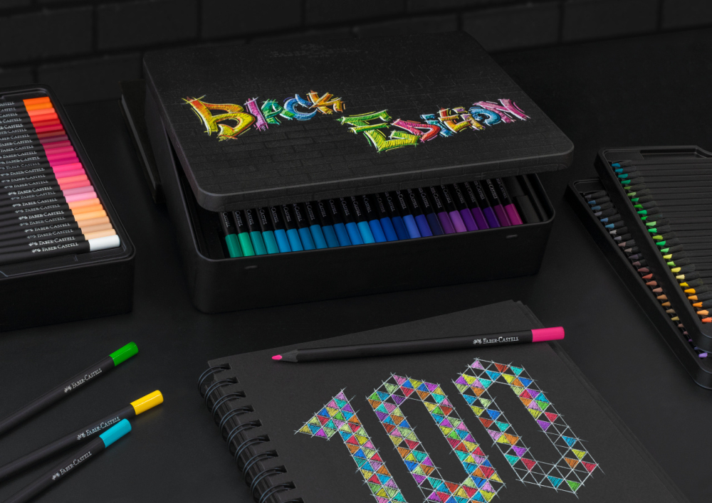 Creioane colorate 100 culori black edition cutie metal faber-castell [2]