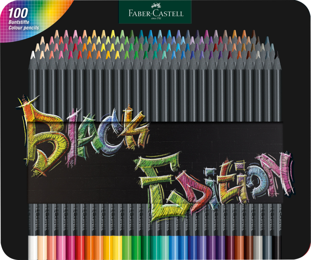 Creioane colorate 100 culori black edition cutie metal faber-castell [1]