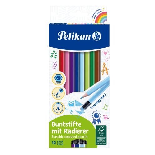 Creioane colorate 12 culori cu radiera Pelikan 700689  [1]