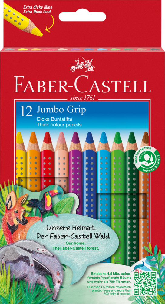 Creioane colorate 12 culori jumbo grip faber-castell [1]