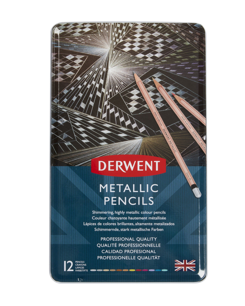 Creioane colorate 12 culori metalizate professional derwent [1]