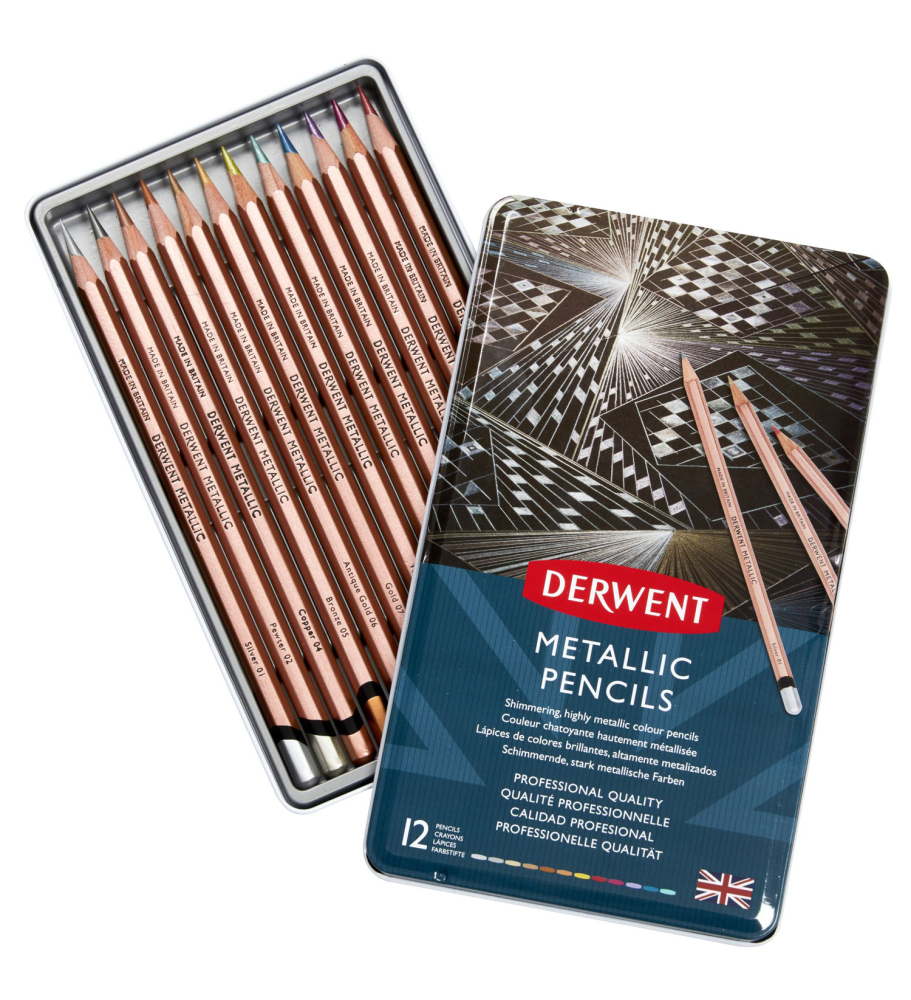 Creioane colorate 12 culori metalizate professional derwent [2]