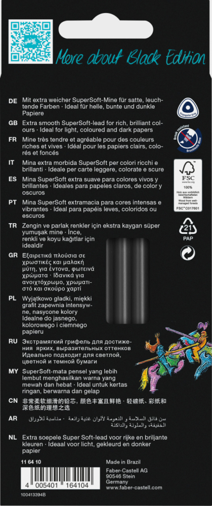 Creioane colorate 12 culori pastel+ neon black edition faber-castell [3]