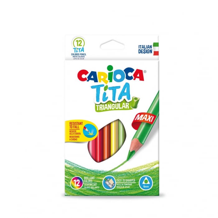 Creioane colorate pentru copii, scoala Carioca Tita Triangular 12 culori. [1]