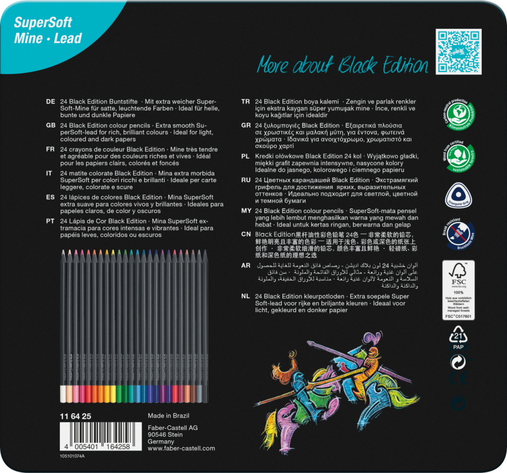 Creioane colorate 24 culori black edition cutie metal faber-castell [3]