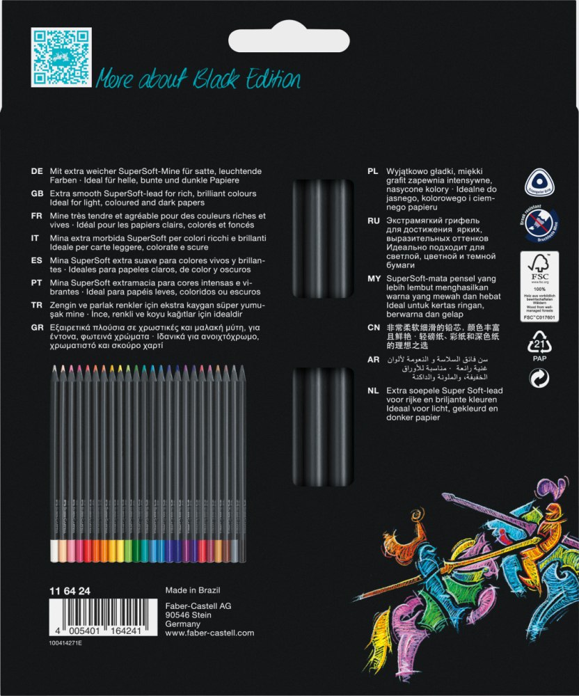 Creioane colorate 24 culori black edition faber-castell [4]