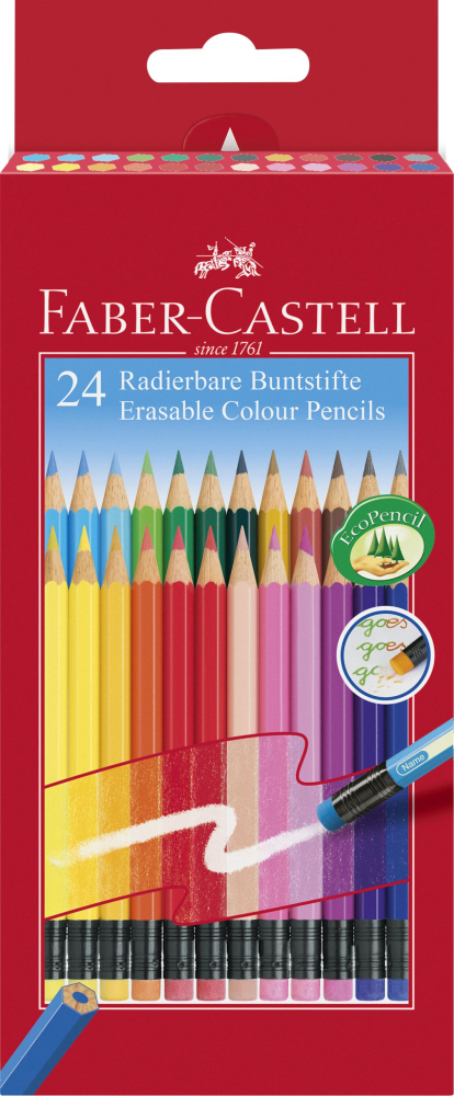 Creioane colorate 24 culori cu guma eco faber-castell [1]