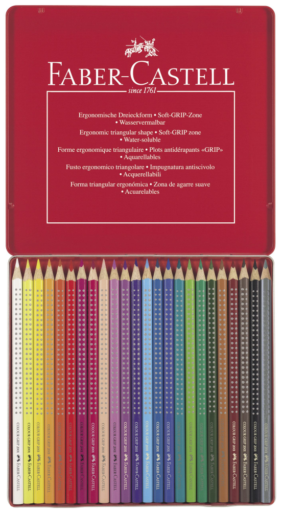 Creioane colorate 24 culori cutie metal grip 2001 faber-castell [2]