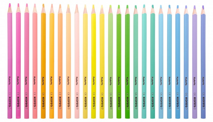 Creioane colorate 24 culori pastel triunghiulare kores [2]