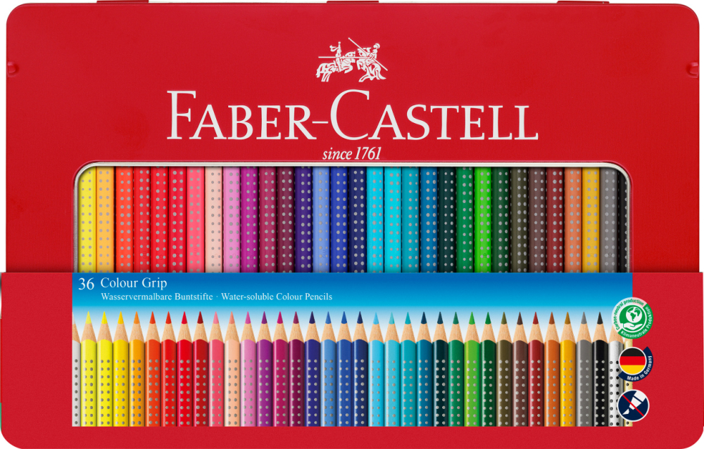 Creioane colorate 36 culori cutie metal grip 2001 faber-castell [1]