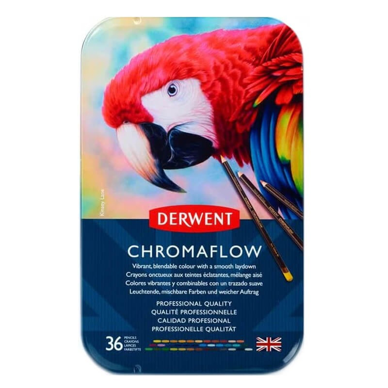 Creioane colorate 36 culori cutie metal professional cromaflow derwent [1]