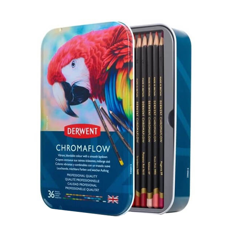 Creioane colorate 36 culori cutie metal professional cromaflow derwent [2]