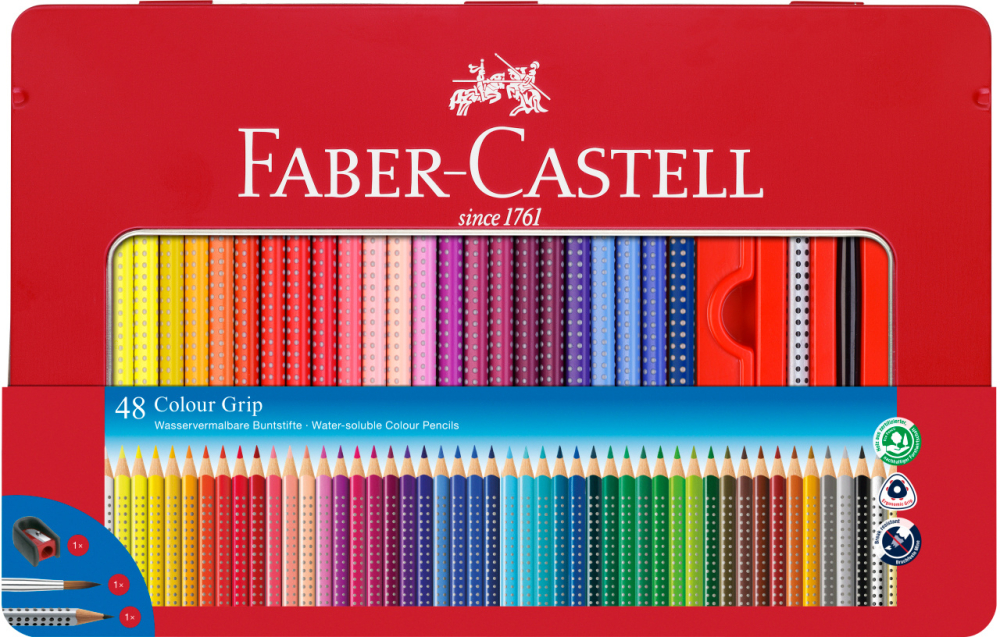 Creioane colorate 48 culori cutie metal grip 2001 faber-castell [1]