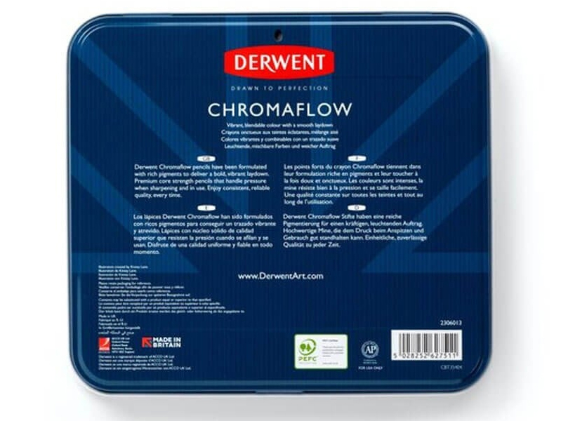 Creioane colorate 48 culori cutie metal professional cromaflow derwent [4]