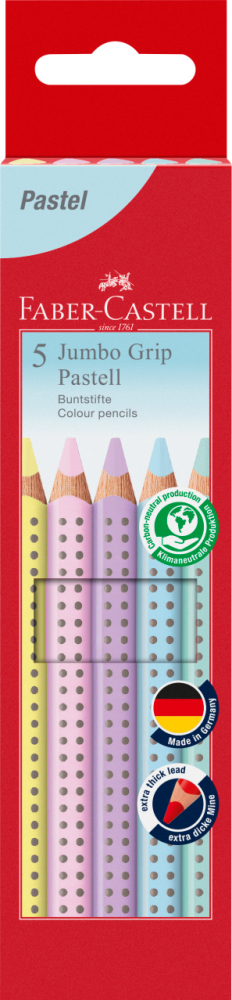 Creioane colorate 5 culori pastel jumbo grip faber-castell [1]