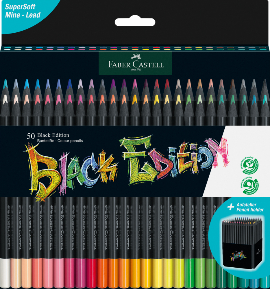 Creioane colorate 50 culori black edition faber-castell [1]