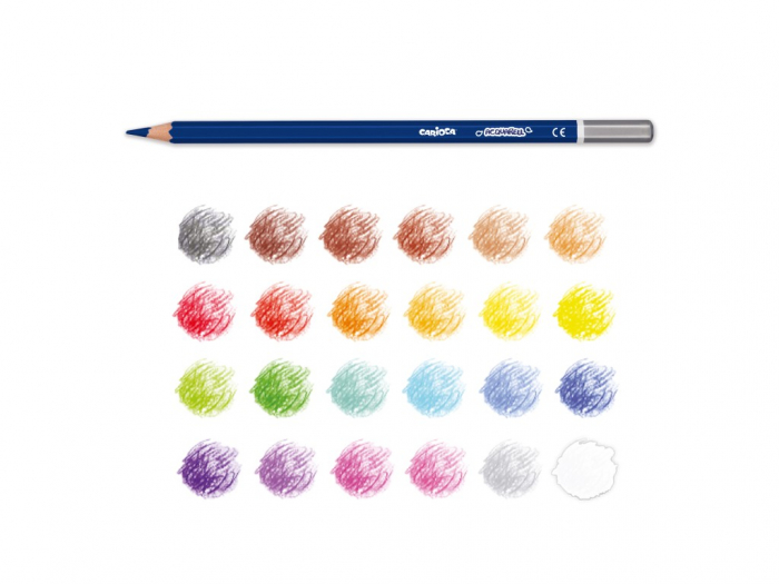 Creioane colorate cu efect de acuarela, CARIOCA Aquarell 24/set, in cutie metalica [2]