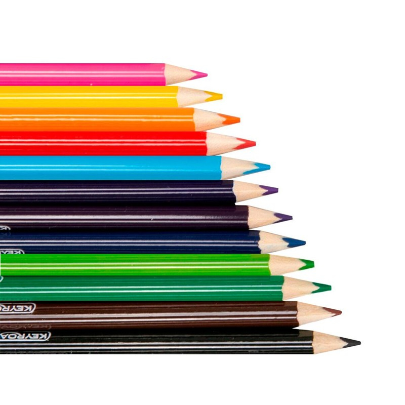 Creioane colorate Keyroad KR972228, triunghiulare, 12 culori, cutie metalica [3]