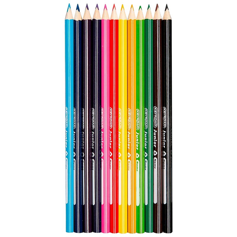 Creioane colorate Keyroad KR972228, triunghiulare, 12 culori, cutie metalica [2]