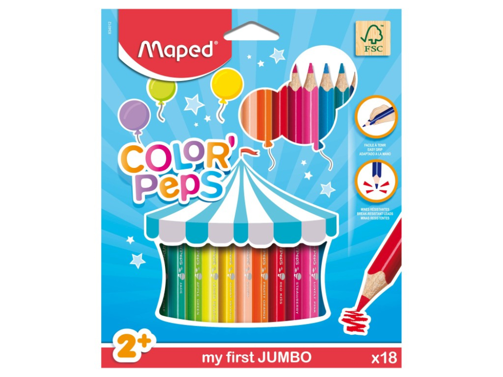 Creioane colorate Maped Color'Peps My First Jumbo 18 culori/set FSC [1]