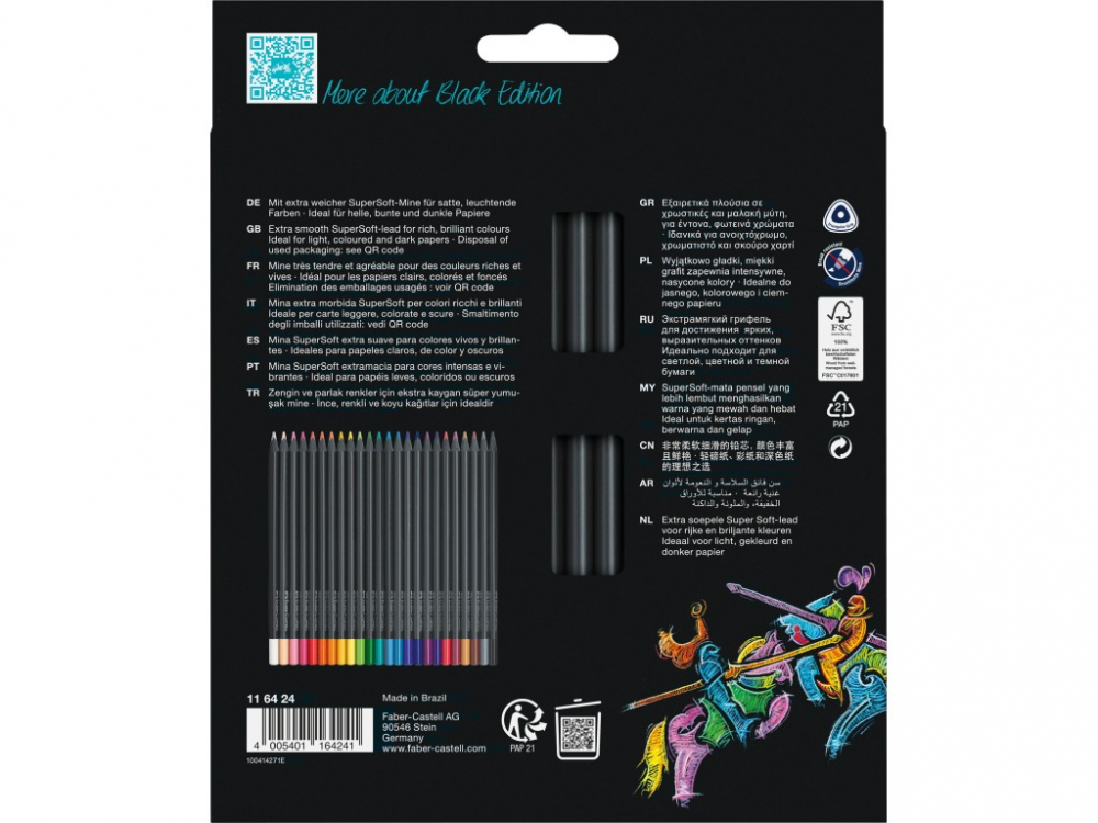 Creioane colorate triunghiulare black edition Faber-Castell 24 culori/set [3]