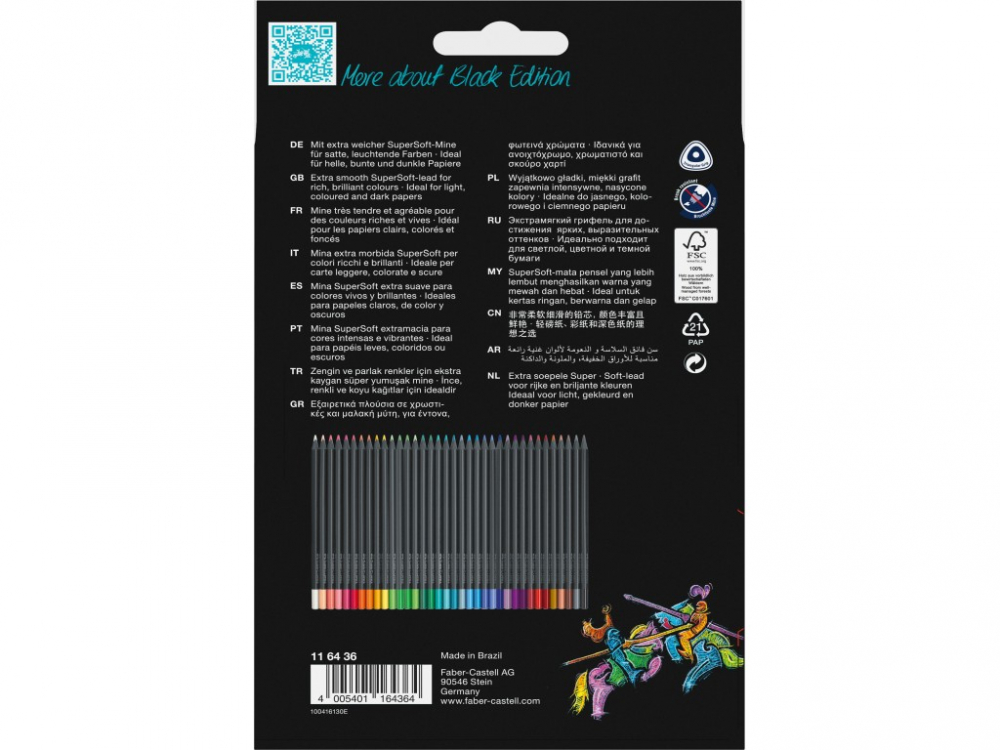 Creioane colorate triunghiulare black edition Faber-Castell 36 culori/set [3]