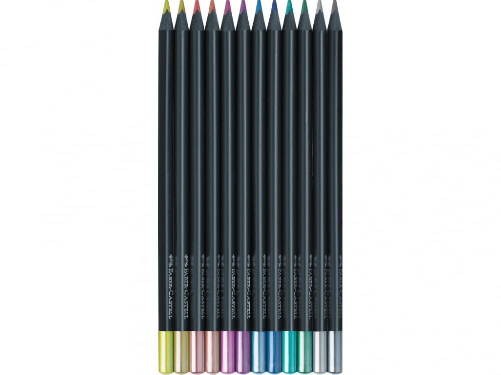 Creioane colorate triunghiulare black edition metalizate Faber-Castell 12 culori/set [2]