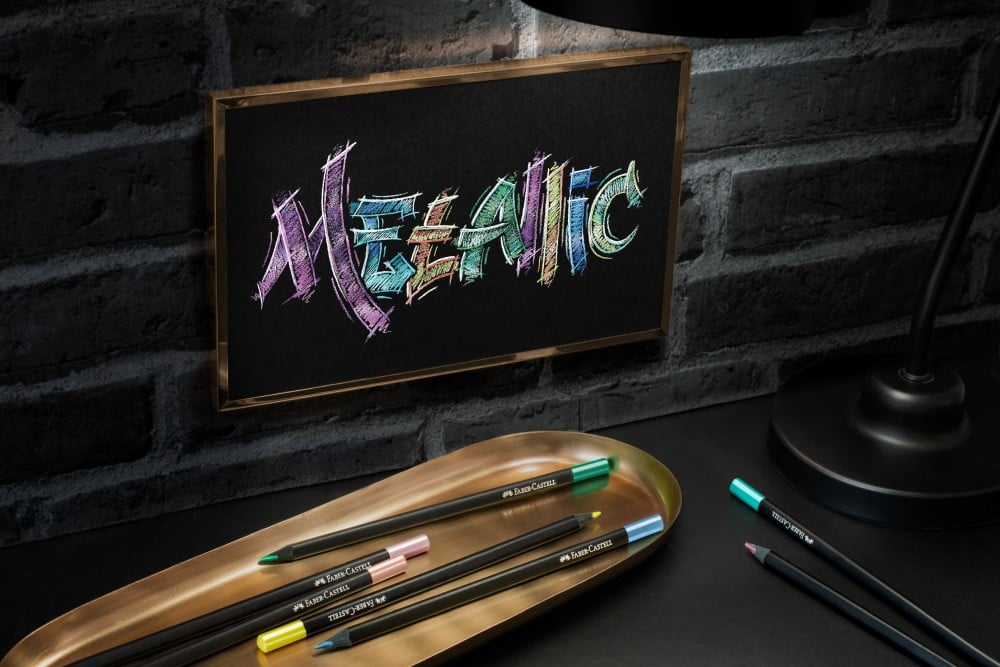 Creioane colorate triunghiulare black edition metalizate Faber-Castell 12 culori/set [4]