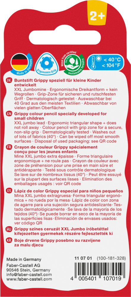 Creioane colorate xxl 4 culori de baza grippy faber-castell [2]