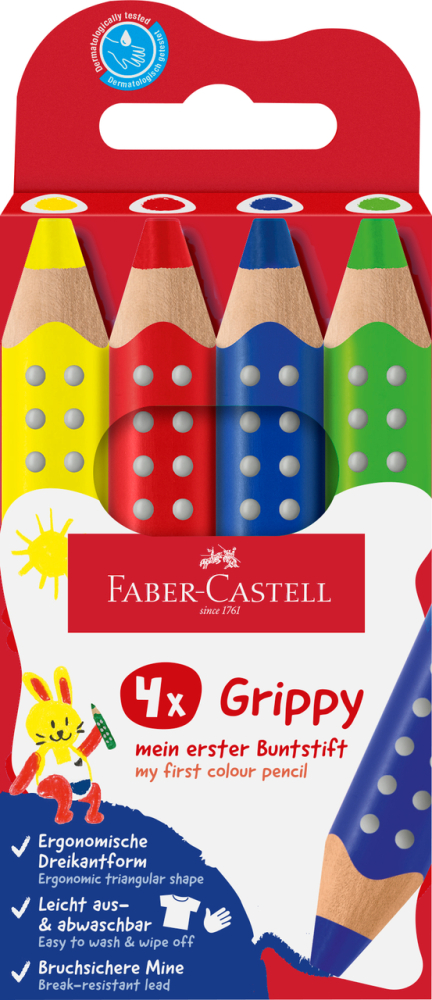 Creioane colorate xxl 4 culori de baza grippy faber-castell [1]