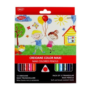 Creion color 12 culori maxi daco triunghiular cc512t 6 buc [1]