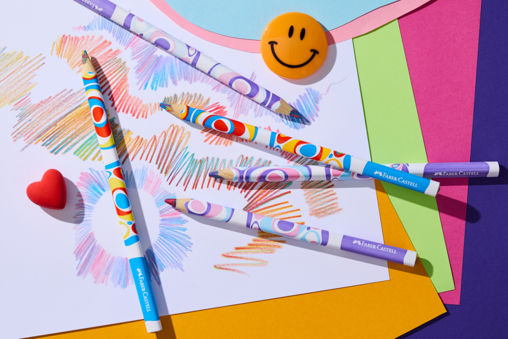 Creion colorat jumbo multicolor turcoaz-roz-lila faber-castell [2]