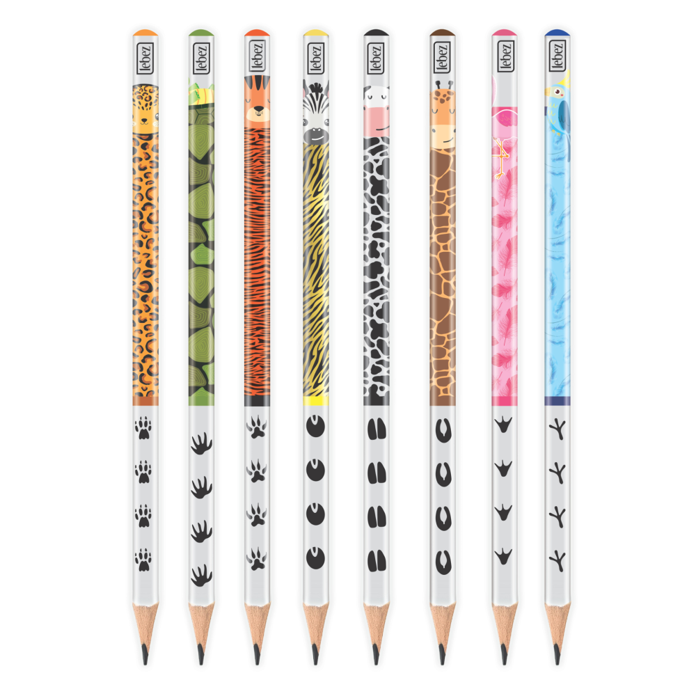 Creion grafic cu cu pattern animale HB, set 8 creioane, copii varsta 3 ani+,6 ani+,8 ani+ [2]