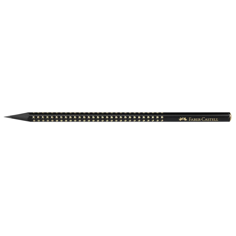 Creion grafit b grip sparkle lemn negru midnight gold faber-castell [2]