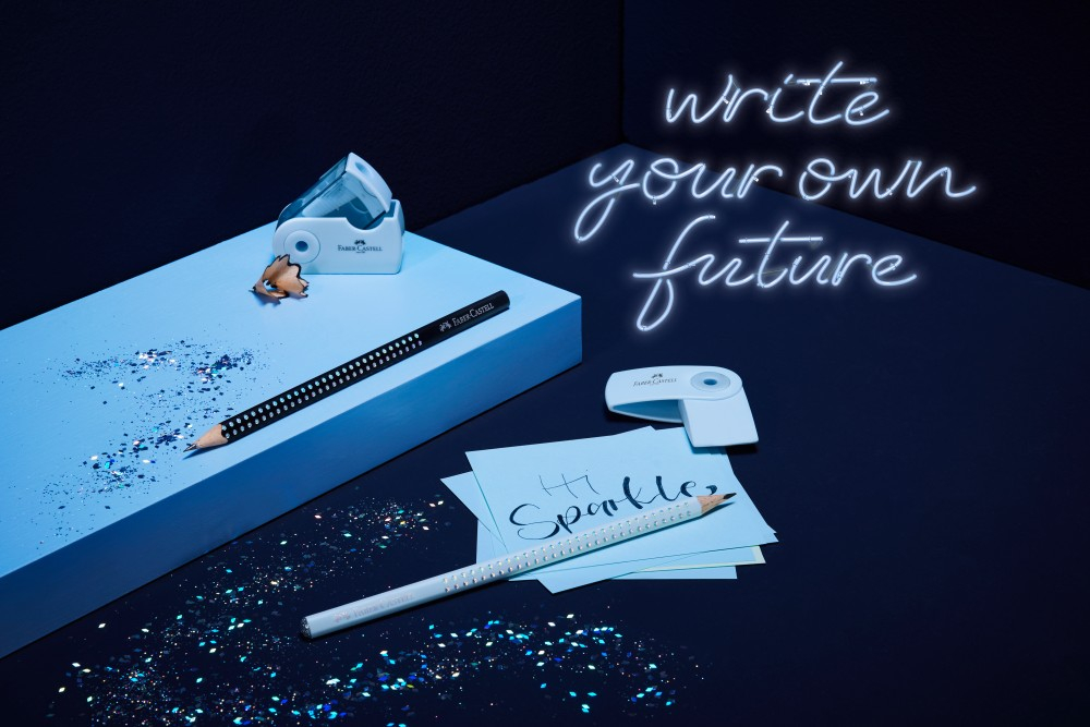Creion grafit B rotund sparkle bleu sky 2024 Faber-Castell [3]