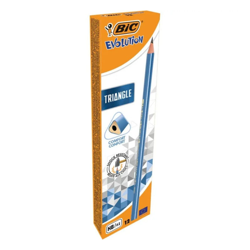 Creion grafit Bic Evolution, HB, corp triunghiular, fara guma de sters, mina rezistenta la shock [2]