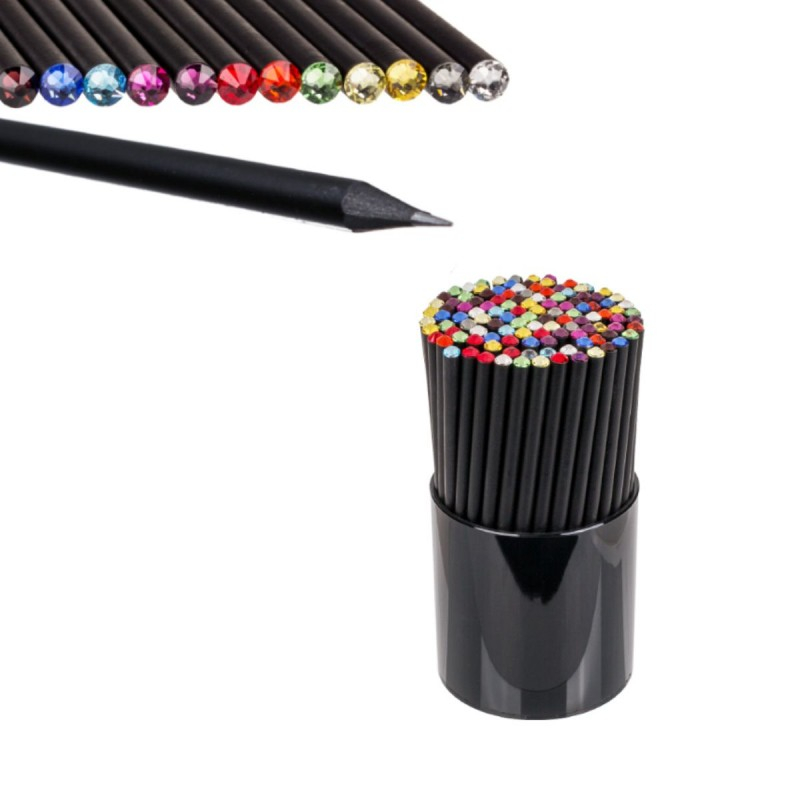 Creion grafit CNX Diamant KS2604, HB, corp rotund negru, acryl, cap diverse culori [2]