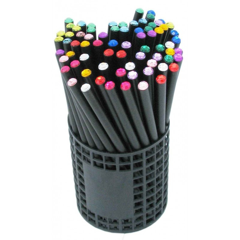 Creion grafit CNX Diamant KS2604, HB, corp rotund negru, acryl, cap diverse culori [3]