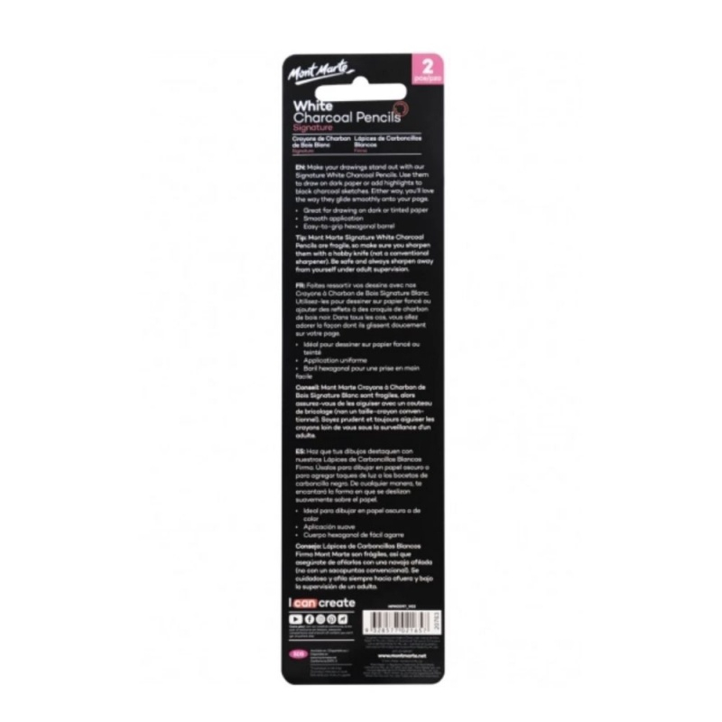 Creion grafit Mont Marte MPN0097, carbune alb, set 2 buc jumbo [2]