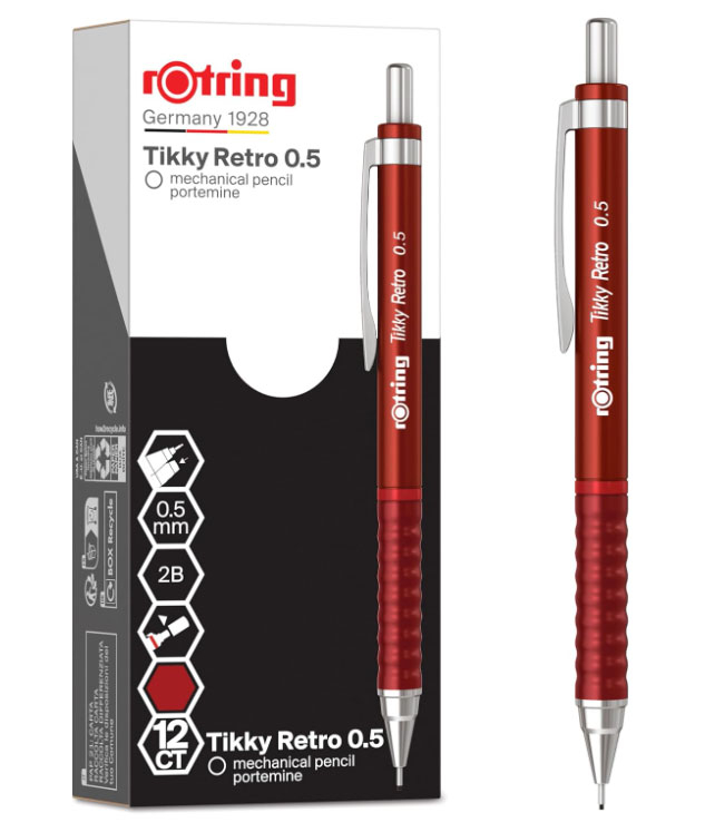 Creion mecanic 0.5mm tikky 3 rosu retro rotring [3]
