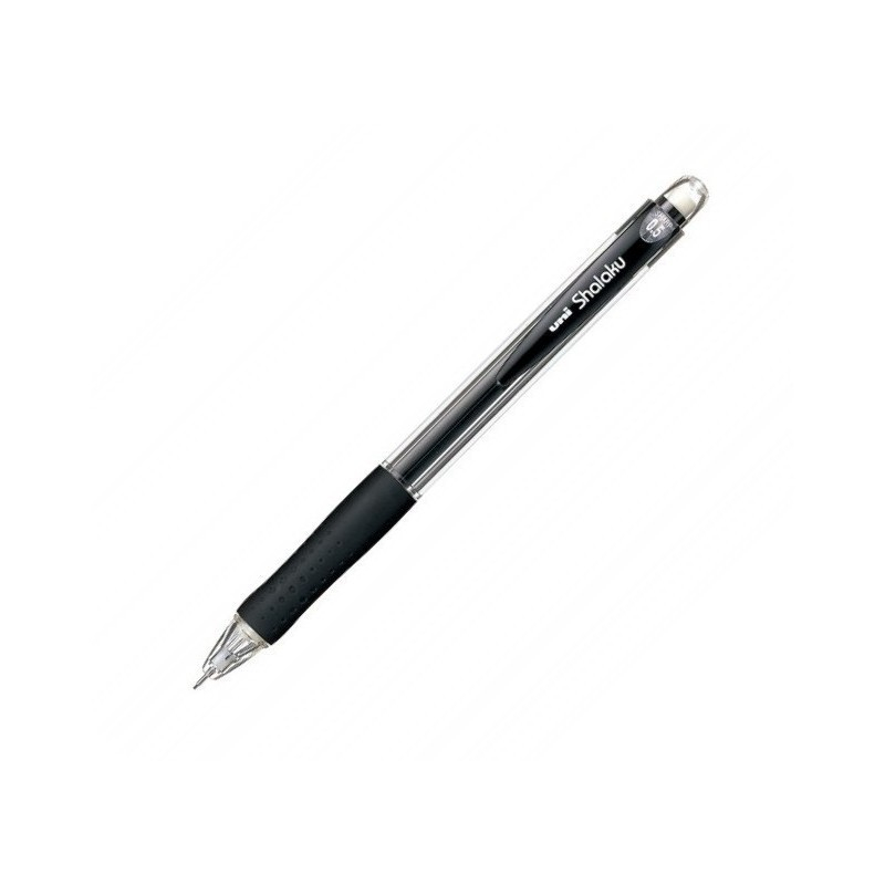 Creion mecanic UNI Shalaku M5-100, 0.5mm, grip cauciucat, corp transparent negru, cu guma de sters [2]