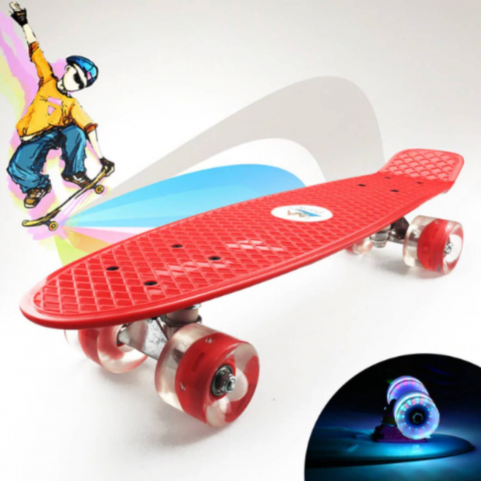 Cruise Penny Board pentru copii, skateboard mini cruiser rosu. [2]