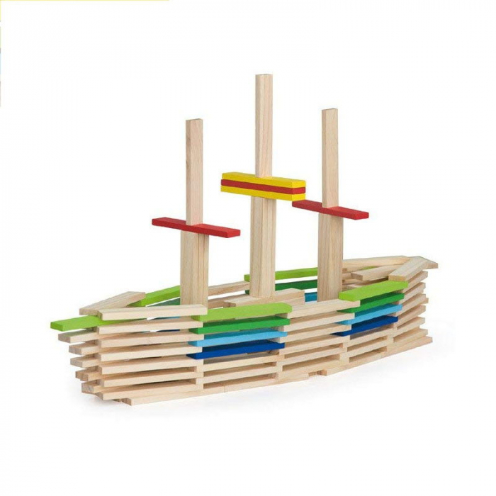 Set 250 Cuburi creative din lemn, de construit, Viga Toys [3]