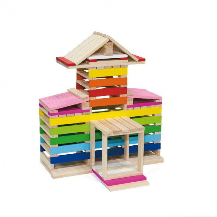Set 250 Cuburi creative din lemn, de construit, Viga Toys [2]