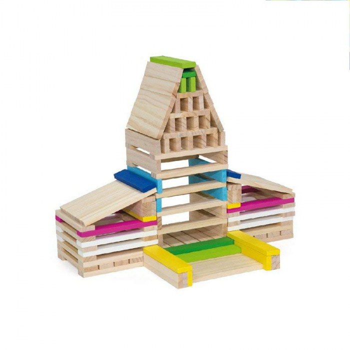 Set 250 Cuburi creative din lemn, de construit, Viga Toys [4]