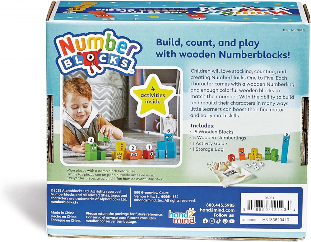Cuburi din lemn Numberblocks  - De la 1 la 5 [6]