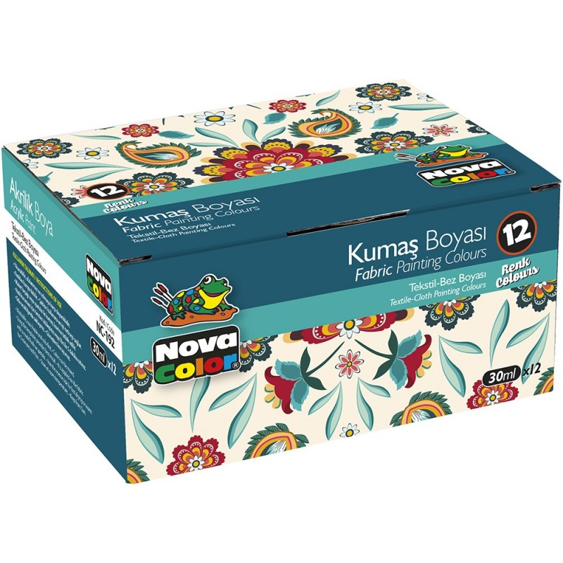 Culori tempera pentru textile Nova Color, 12 culori x 35ml, NC-192 [1]