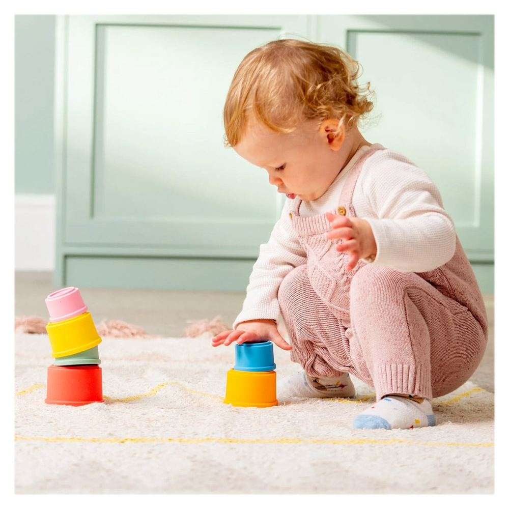 Cupe pentru stivuit din silicon pentru bebe, Tickit, copii varsta 0-3 ani [2]